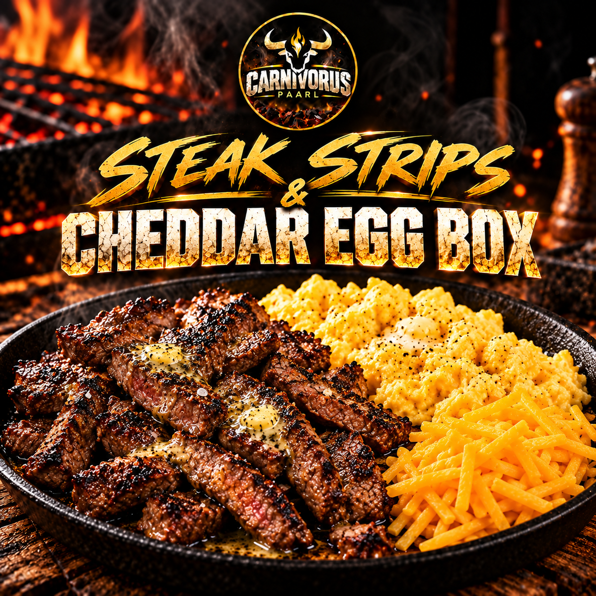 Steak Strips & Cheddar Egg Box